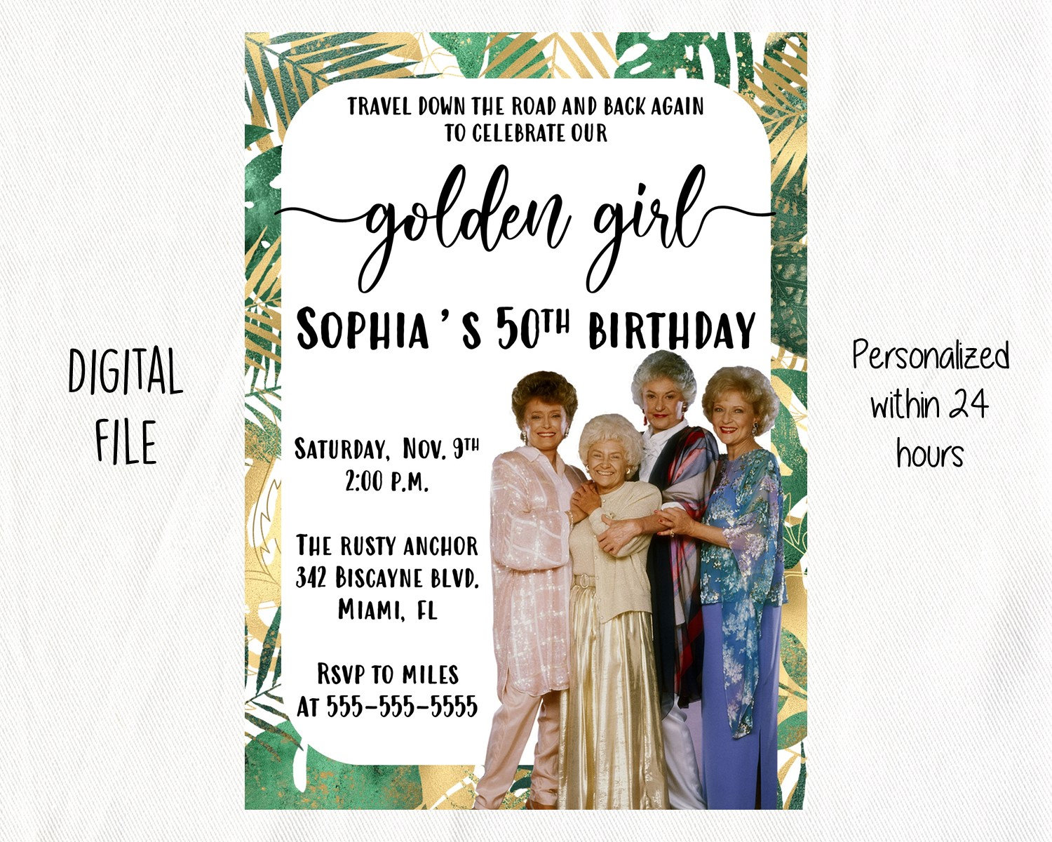 Golden Girls Party Invitation 5x7 Digital File Etsy