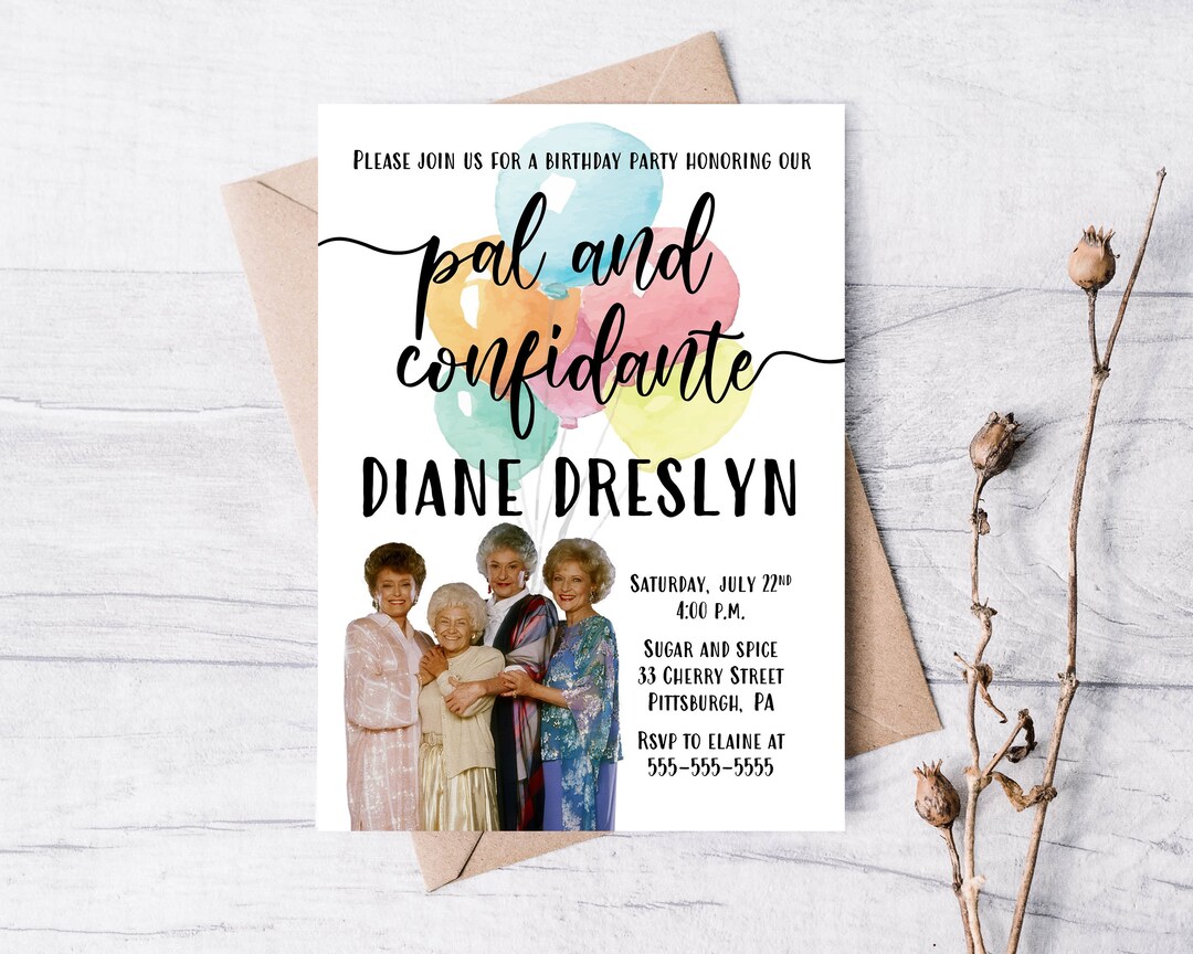 Golden Girls Party Invitation 5x7, Printable Invitation, Funny