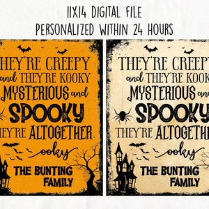 Signo de decoración de Halloween (11x14), Halloween imprimible, La familia Addams, Halloween divertido, Halloween lindo, Halloween espeluznante, Decoración