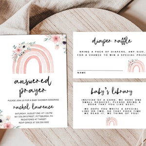 Christian Baby Shower 5x7 Invitation, Couples Shower, Fearfully and Wonderfully Made, Answered Prayer, Gender Neutral, Religious, Christian
