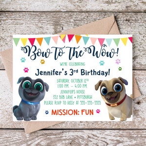 Puppy Dog Pals Geburtstagseinladung 5x7, Druckbare Einladung, Junge Einladung, Mädchen Einladung, Welpe Hundefreunde Party, Welpe Party, Bingo und Rolly