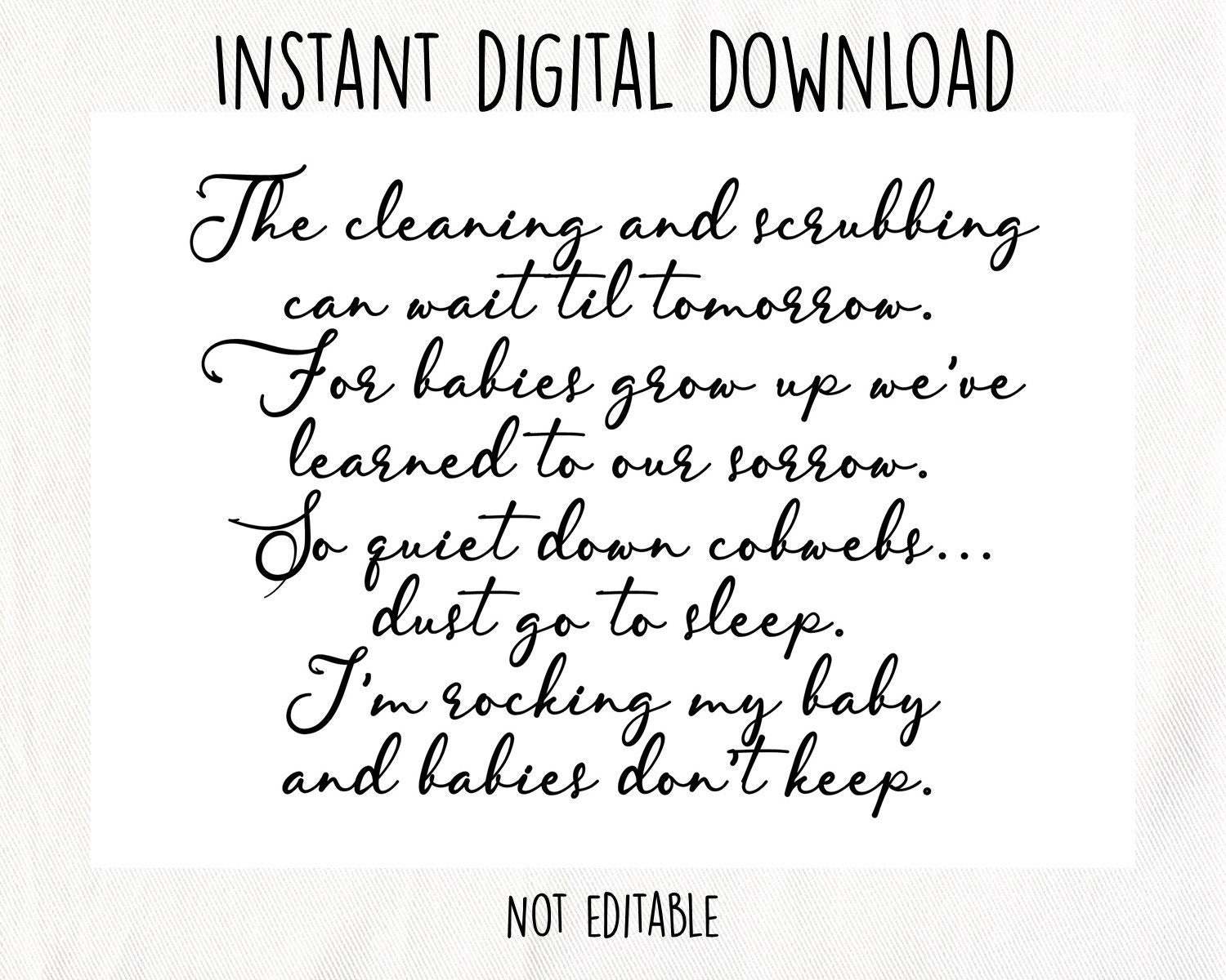 Cleaning and Scrubbing Can Wait Poem Instant Digital Etsy