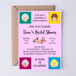 Golden Girls Bridal or Baby Shower Invitation, 5x7, Printable Invitation, Funny Invitation, Cute Invitation, Bridal Shower, Baby Shower