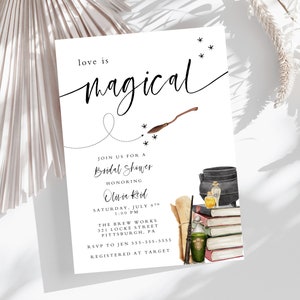 Wizard Bridal Shower 5x7 Invitation, Magical Bridal Shower Invitation, Printable Invite, Magic Bridal Shower, Wedding Shower, Magic School