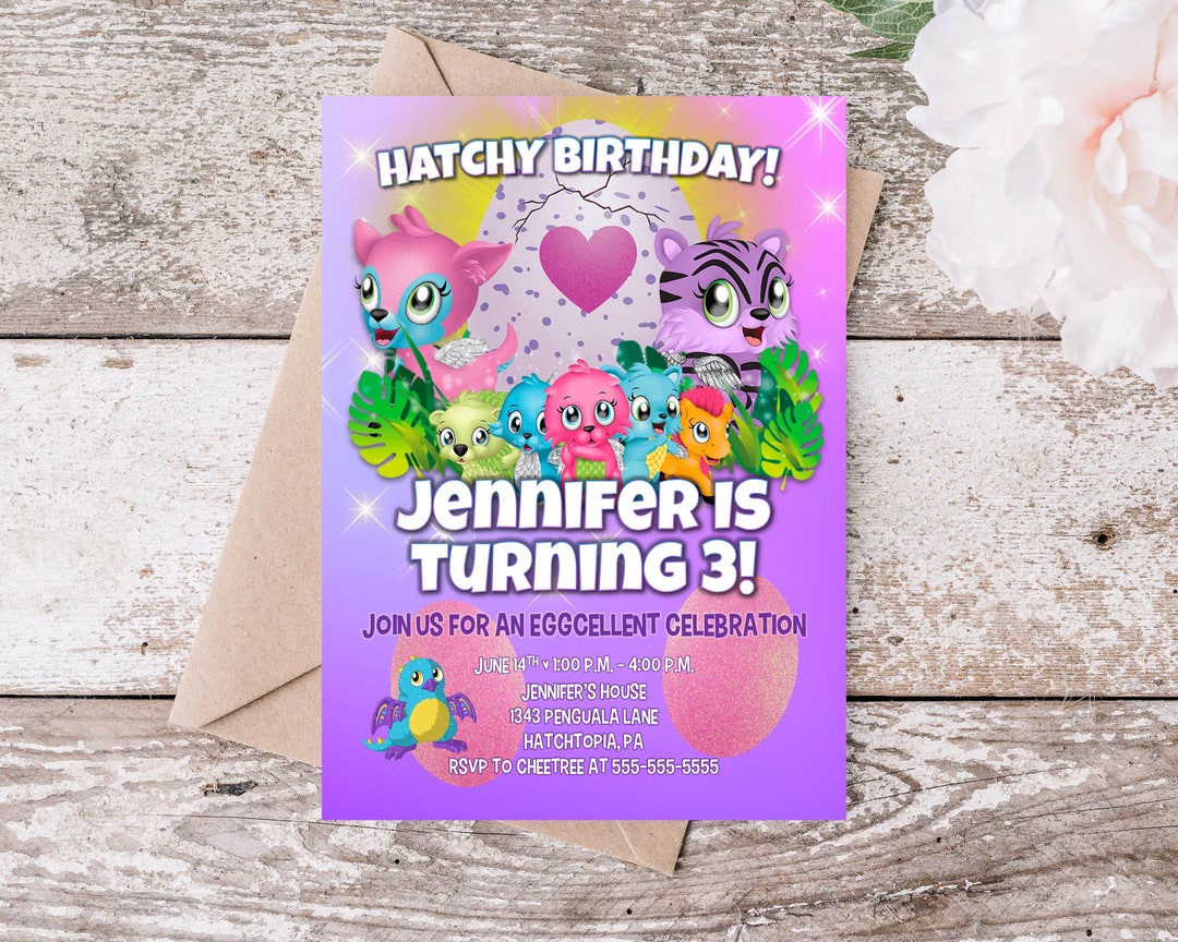 Hatchimals Birthday 5x7 Invitation, Printable Invite, Hatchimals Party ...