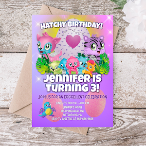 Hatchimals Birthday 5x7 Invitation, Printable Invite, Hatchimals Party, Girl Invite, Girl Birthday Invitation, Cute Hatchimals Invite
