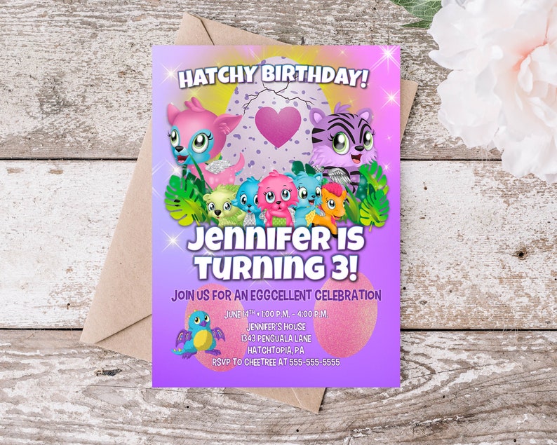 Hatchimals Birthday 5x7 Invitation Printable Invite - Etsy