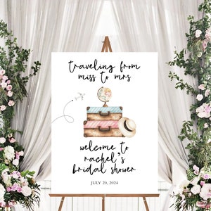 In viaggio da Miss a Mrs Bridal Shower 18x24 Segno, Segno stampabile, Boho, Doccia da viaggio, L'avventura attende, L'amore è un segno nuziale avventuroso