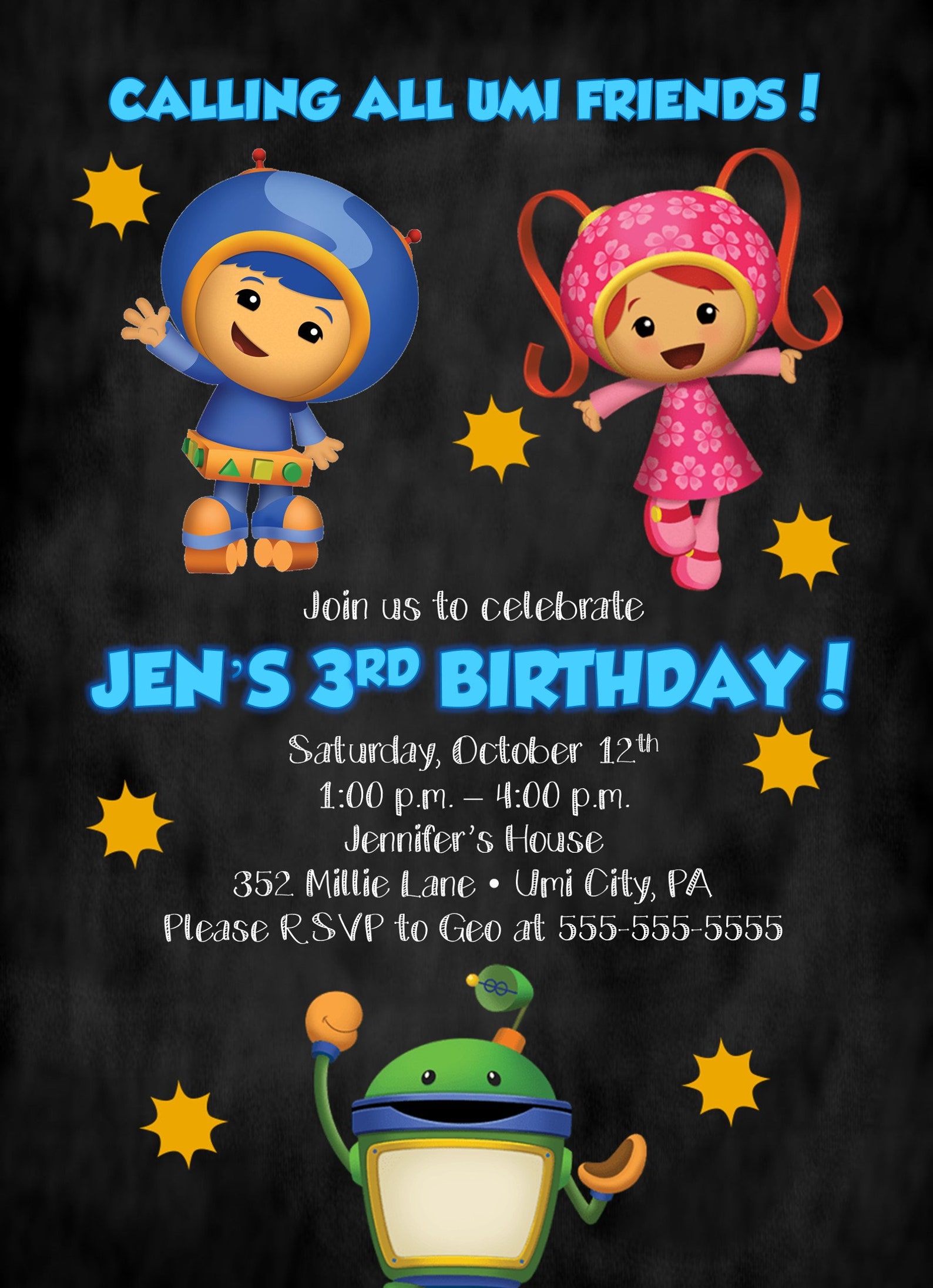 Umizoomi Birthday Invitation 5x7 Digital File Etsy