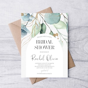 Boho Bridal Shower 5x7 Invitation, Printable Invitation, Beautiful Invitation, Cute, Summer, Spring, Eucalyptus Invite, Flower Invitation
