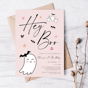 Halloween Birthday 5x7 Invitation, Printable Invitation, Girl Invitation, Cute Invitation, Boho, Halloween Party, Halloween Girl Party