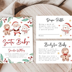 Invito di Santa Baby Shower, Invito stampabile, Holiday Baby Shower, Christmas Baby Shower, Holiday Baby Shower, Modern, Boho, Santa