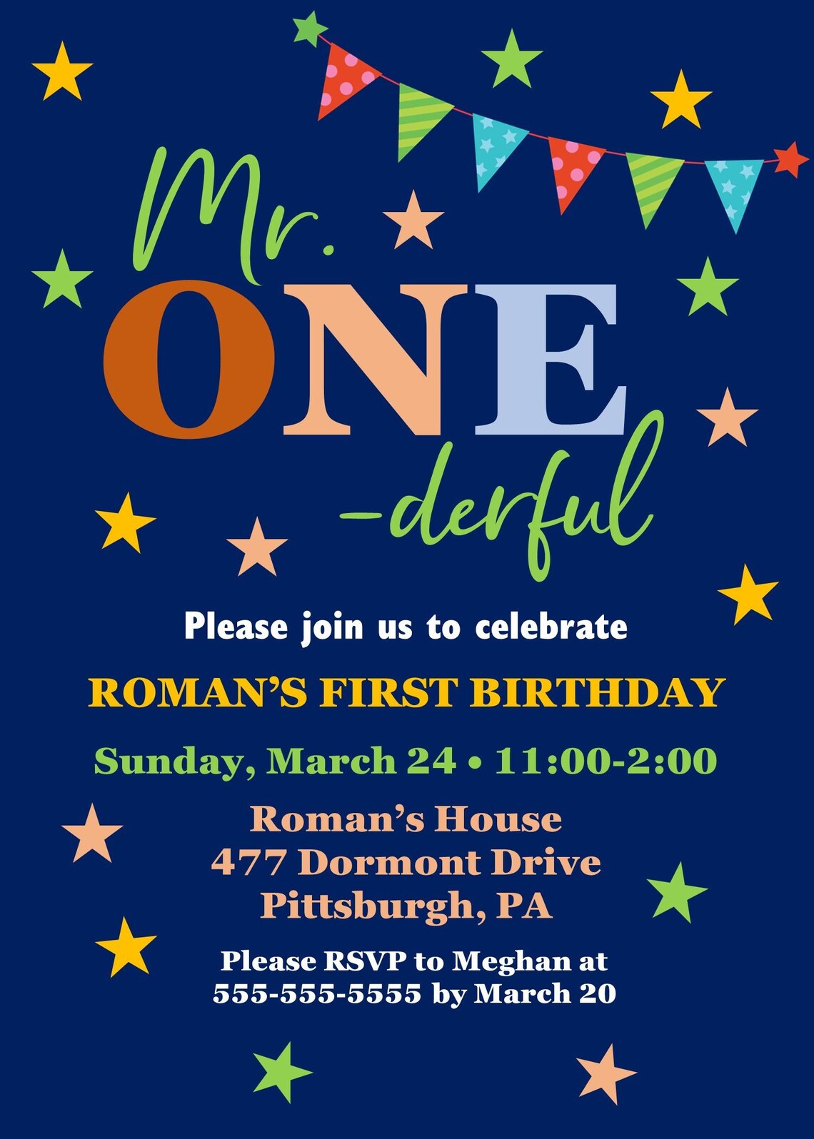 Mr. Onederful Birthday Invitation Digital File Etsy