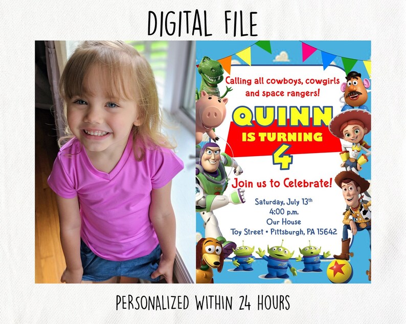 Toy Story Birthday Invitation digital File Etsy