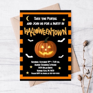 Halloweentown Halloween Party 5x7 Invitation, Printable Invitation, Halloween Invitation, Halloween Party, Fun Halloween, Kids Party Invite
