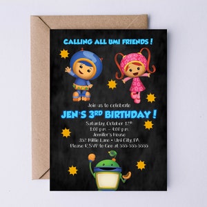 Invitación de cumpleaños de Umizoomi 5x7, Invitación imprimible, Milly Geo y Bot, Invitación de Umizoomi, Fiesta de cumpleaños de Umizoomi, Invitación de niña, Invitación de niño