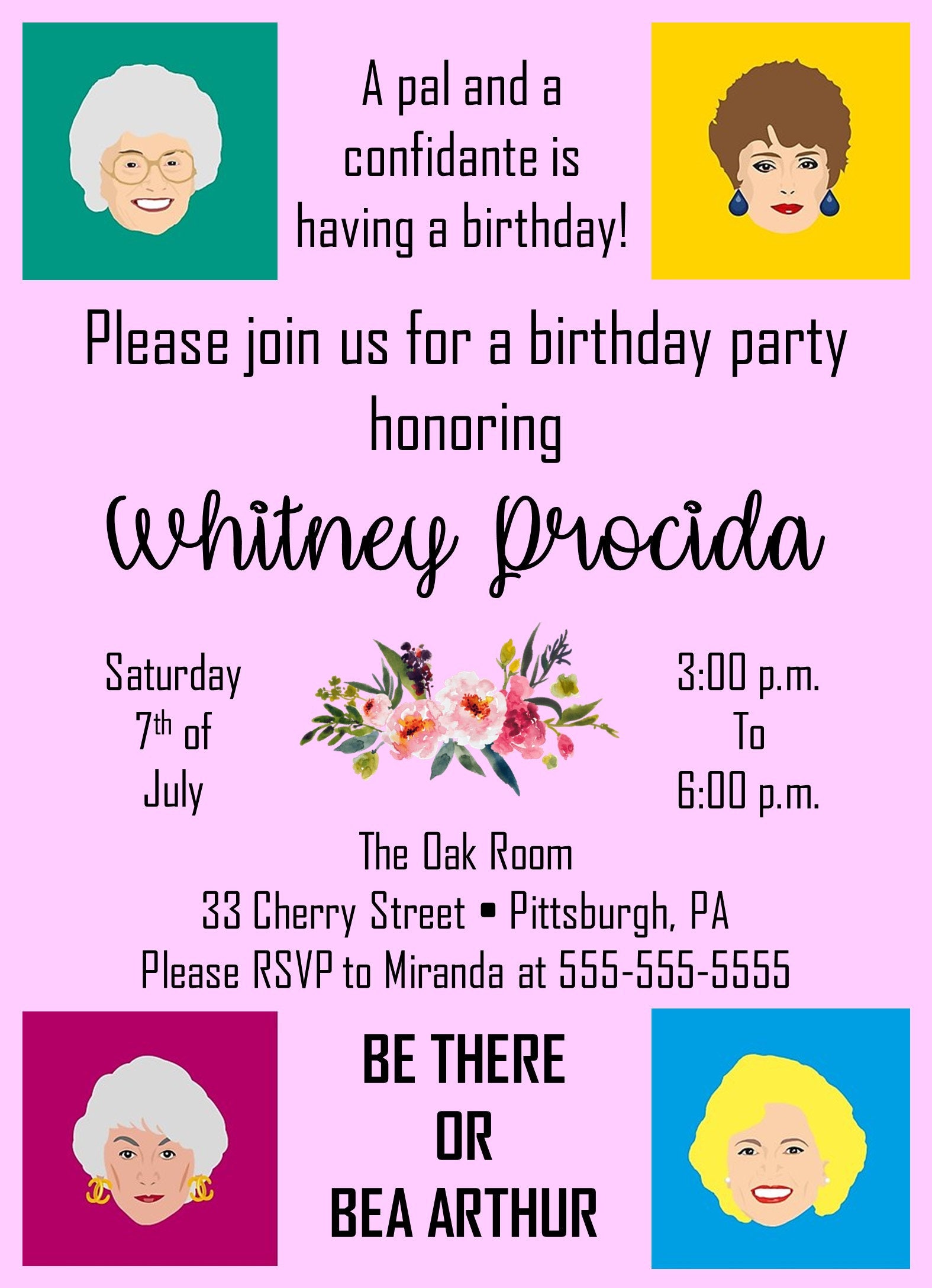 Golden Girls Birthday Invitation Digital File Etsy