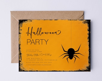 Halloween Party 5x7 Invitation, Printable, Creepy Halloween Invitation, Adult Halloween, Kids Halloween, Costume Party, Modern, Scary Party