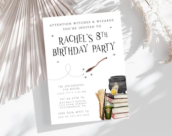 Magical Wizard Birthday 5x7 Invitation, Printable Invitation, Magical Birthday, Wizard Invite, Wizard Invite, Wizard Birthday, Magic Invite
