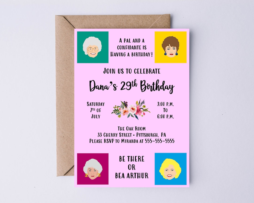 Golden Girls Birthday Invitation digital File Etsy