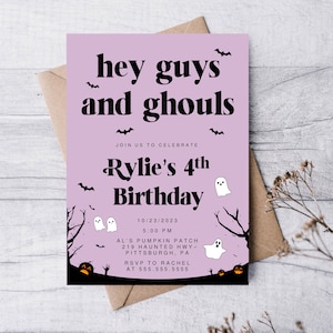 Halloween Birthday Party 5x7 Invitation, Printable Invitation, Hey ...