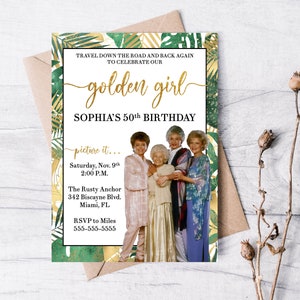 Golden Girls Party Invitation 5x7, Invitación imprimible, Invitación divertida, Linda invitación, Cumpleaños de mujer, Despedida de soltera, Baby shower