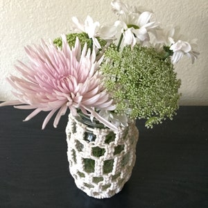 Macrame Mason Jar- Wrapped Votive Holder- Flower Vase- BOHO Home Decor- Housewarming Gift