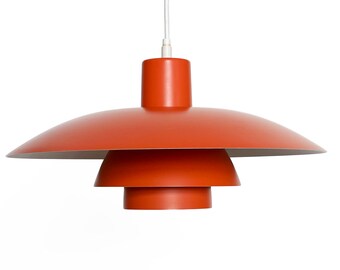 Red pendant light PH 4/3 by Poul Henningsen for Louis Poulsen. Denmark 1970s