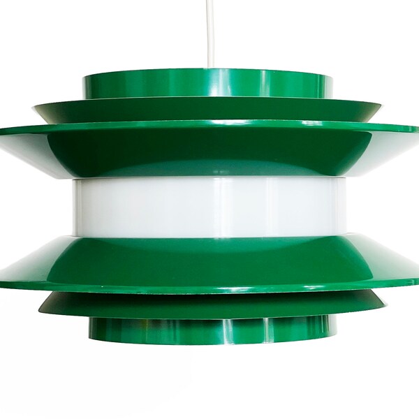 Pendant light "Trava" large green version by Carl Thore for Granhaga Metallindustri. Sweden 1970s.