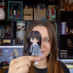 Custom Petite Blythe TBL OOAK face detailed makeup new ears chestnut hair Art doll by Alinari