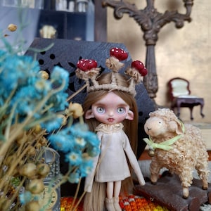 Custom Petite Blythe TBL OOAK face detailed makeup new ears dark blonde hair Art doll by Alinari