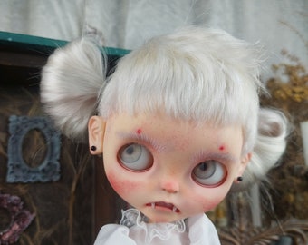 SOLD / сustom original Takara Blythe doll with natural mohair wig Obitsu 26 body albino white vampire OOAK blonde hair by Alinari