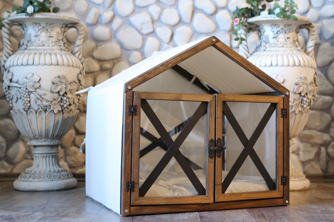 Indoor Dog House Doors with Plexiglass Solid Wood Dog Bed Cat Etsy