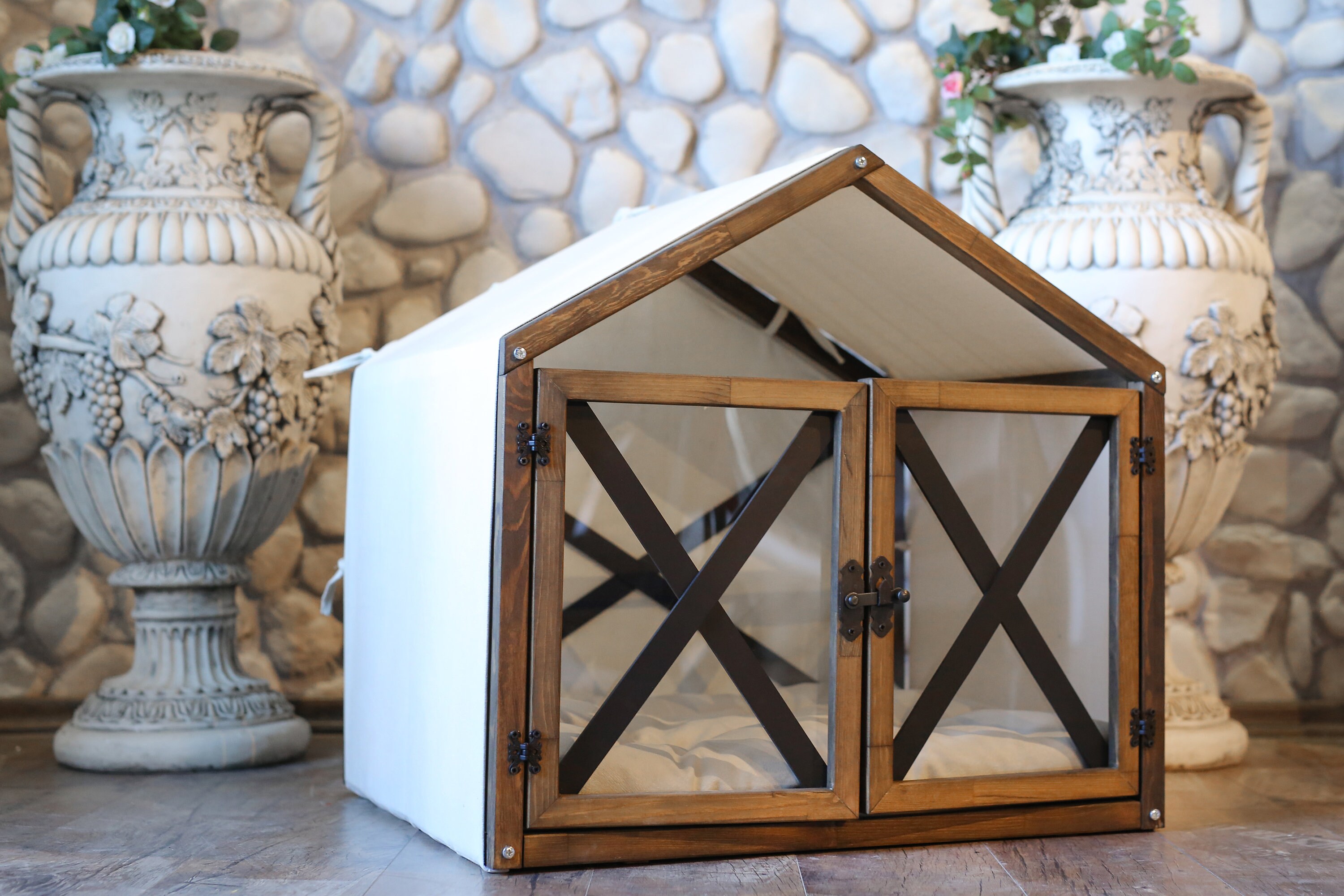 Indoor Dog House Doors with Plexiglass Solid Wood Dog Bed Cat Etsy