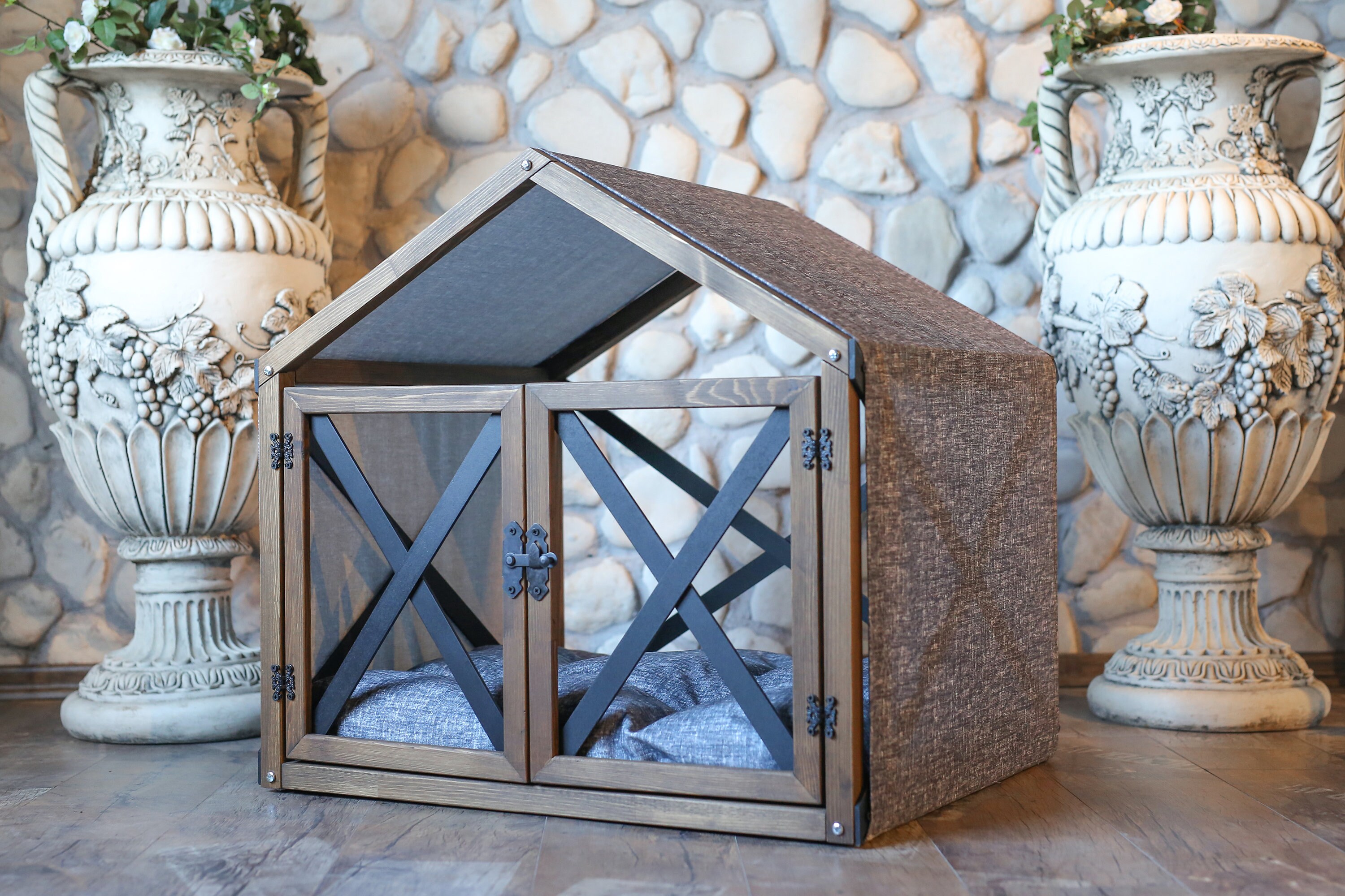 Indoor Hund Bett Holz Haustier Haus Katze Bett Hund Möbel Hund Etsy