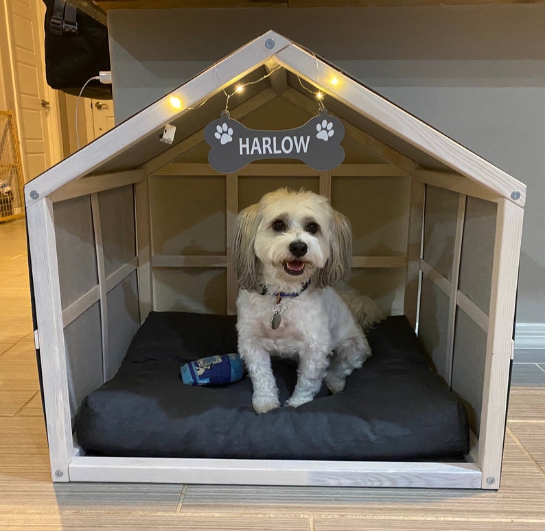 White Dog House Wood Dog Bed Cat Bed Dog Crate Indoor Dog Etsy