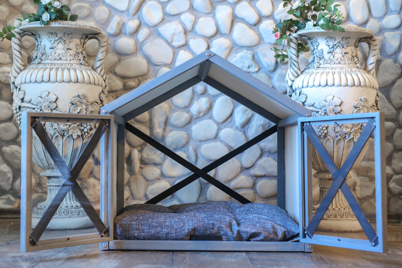 Massivholz Hund Kiste Indoor Dog Haus Türen mit Plexiglas Etsy
