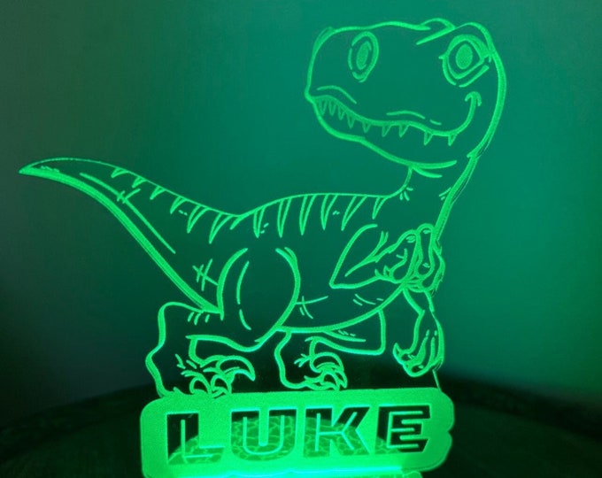 Personalized Dinosaur Night Light Trex Dinosaur 3D Night Light for Kids Toddler Boy Dino Lamp