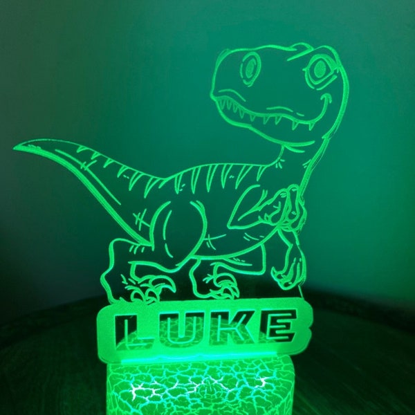 Personalized Dinosaur Night Light | T-rex Dinosaur 3D Night Light for Kids | Toddler Boy Dino Lamp | Dinosaur Gift | Acrylic LED Night Lamp