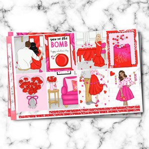 My Love/Luxe 8-Sheet ECLP Recollections 2020 Valentine's Day Glam Planner Girl Fashion Printed Vertical Weekly Sticker Kit