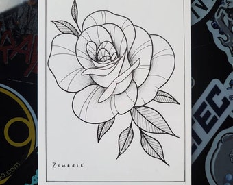 Traditional Rose Outline