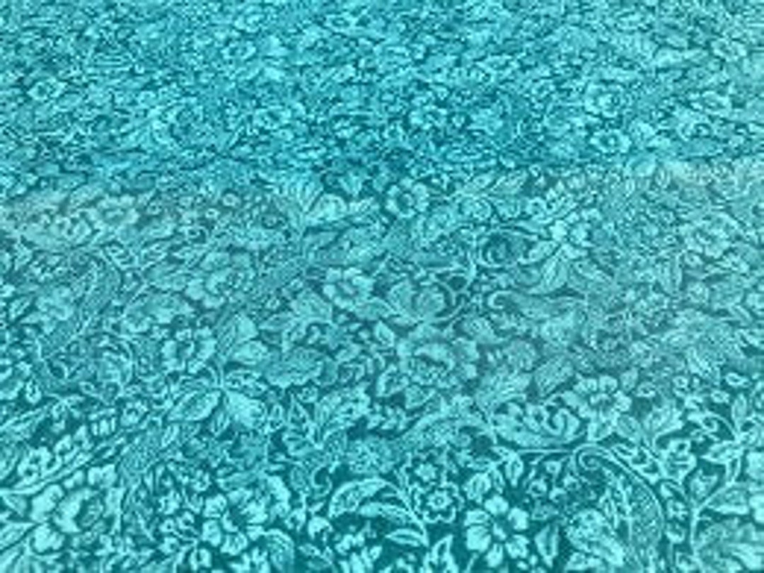 Fabric Dark Green With Light Green Floral and Vines of 65/35 Cotton