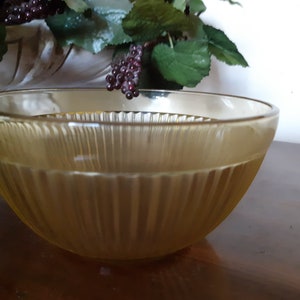 6 1/4"Amber Vertical ridge Bowl 1930's Depression Glass