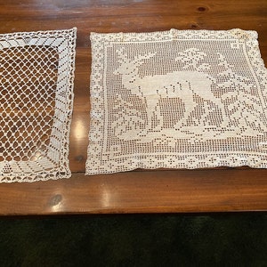 REINDEER Block Crochet Picture Scarf and Crochet Rectangular Scarf.