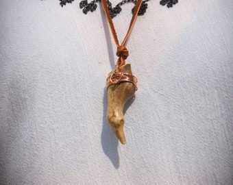 Antler Tip Necklace with Copper Wire Wrapping