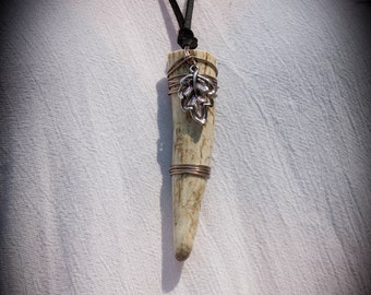 Antler Tip Necklace with Silver Wire Wrapping