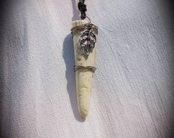 Antler Tip Necklace with Silver Wire Wrapping