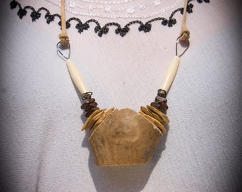 Antler Necklace with Silver Wire Wrapping