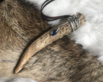 Antler Tip Necklace with Silver Wire Wrapping