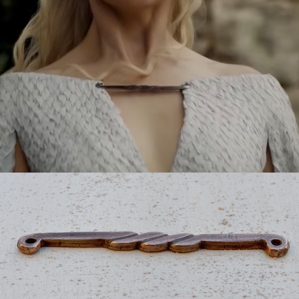 Pin de cierre de Daenerys Targaryen, CLASP de bronce, vestido de escamas de dragón blanco Réplica Cosplay, Pin de cierre de vestido de Daenerys